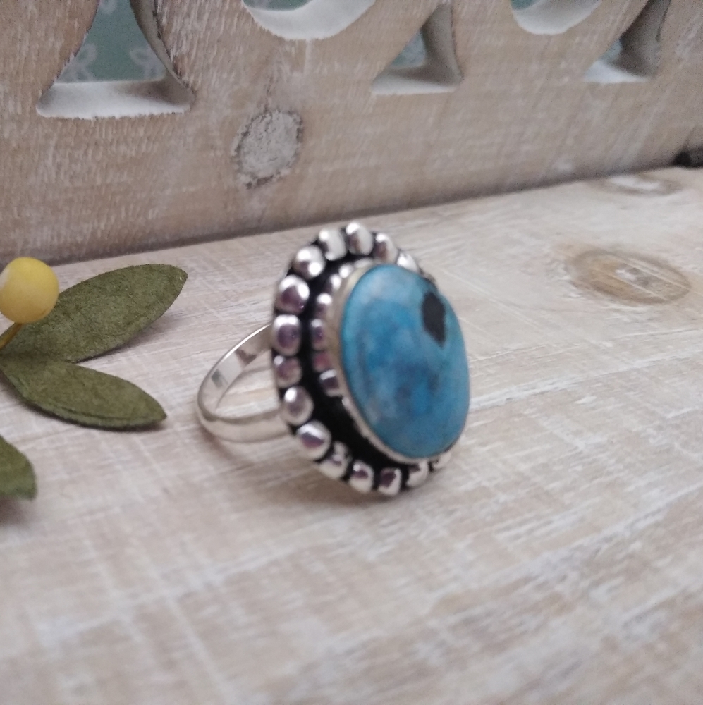 ETHNIC TURQUOISE SILVER RING NWOT